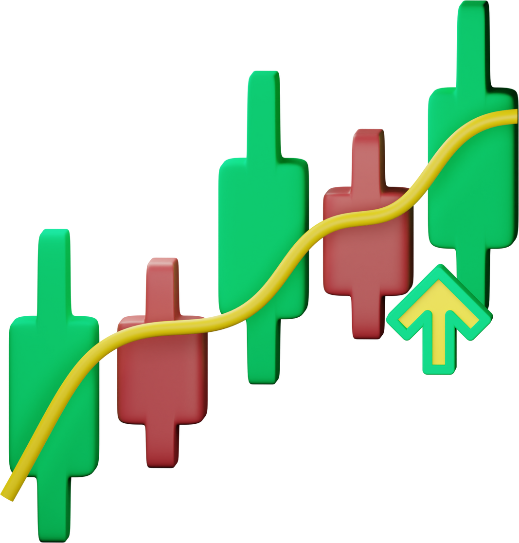 3d up trend stock exchange candle stick icon